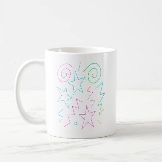 Neon Glow Stars & Wirbel Muster Kaffeetasse (Links)