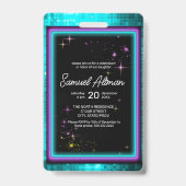 Neon Glow Stick Bar Mitzvah ID991 Ausweis (Rückseite)