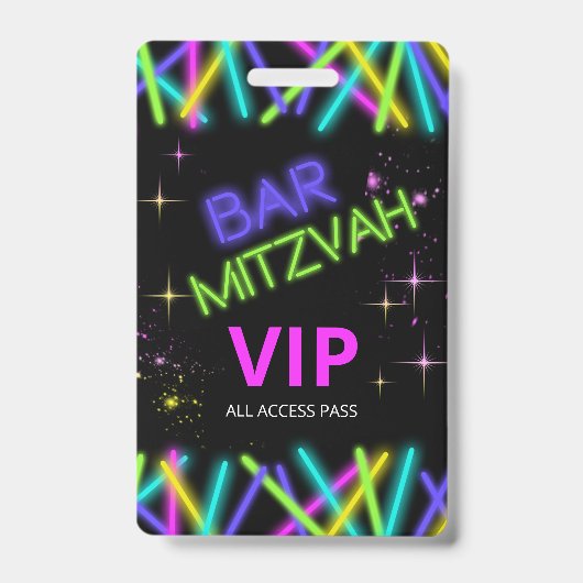 Neon Glow Stick Bar Mitzvah ID991 Ausweis (Vorderseite)