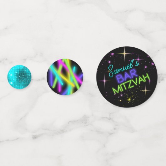 Neon Glow Stick Bar Mitzvah ID991 Konfetti (Rückseiten)