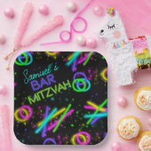 Neon Glow Stick Bar Mitzvah ID991 Pappteller (Party)