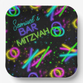Neon Glow Stick Bar Mitzvah ID991 Pappteller (Vorderseite)