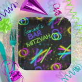 Neon Glow Stick Bar Mitzvah ID991 Pappteller