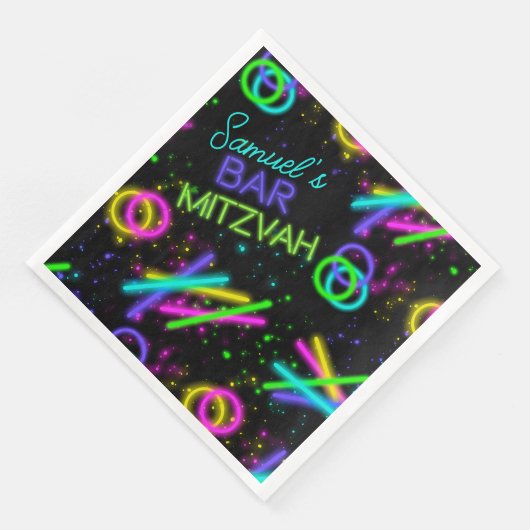 Neon Glow Stick Bar Mitzvah ID991 Serviette (Ecke)