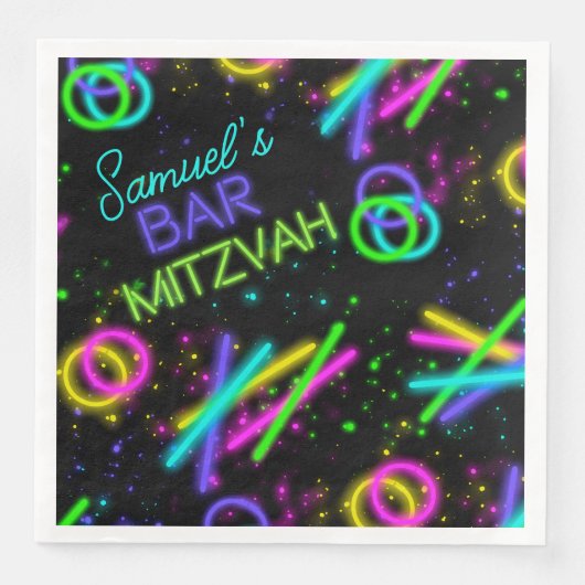 Neon Glow Stick Bar Mitzvah ID991 Serviette (Vorderseite)