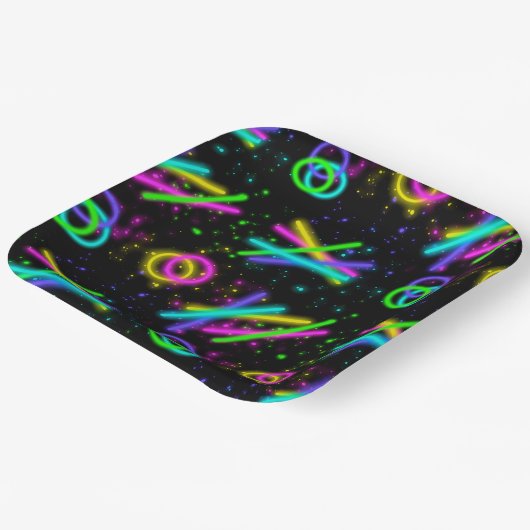 Neon Glow Stick Nahtloses Muster ID923 Pappteller (Gewinkelt)