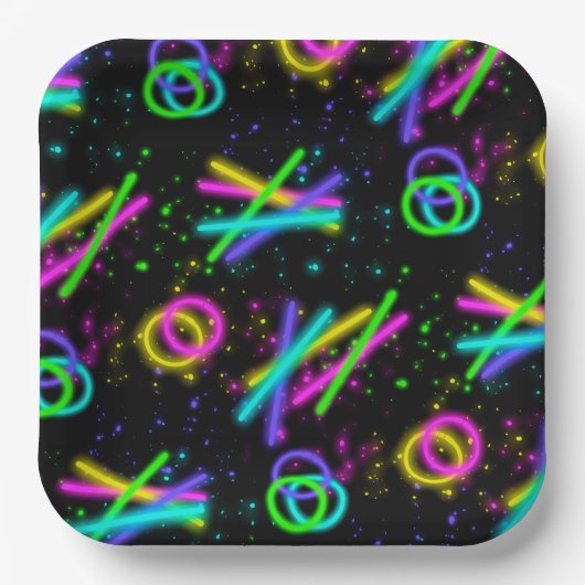 Neon Glow Stick Nahtloses Muster ID923 Pappteller (Vorderseite)