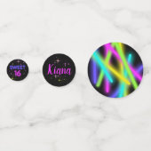 Neon Glow Stick Sweet 16 Name ID760 Konfetti (Vorderseiten)