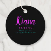 Neon Glow Sweet 16 Name ID760 Geschenkanhänger (Rückseite)