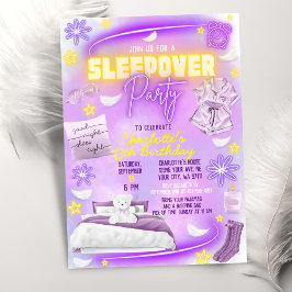 Neon Glow Teen Tween Girls Slumber Sleepover Party Einladung