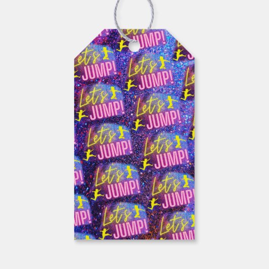 Neon Glow Trampolin Jumping Party Vielen Dank Geschenkanhänger (Rückseite)