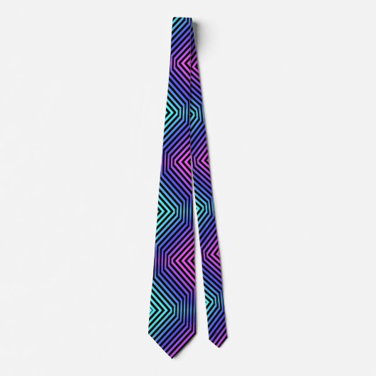 Neon Glow Twisted Zigzag Stripes Linien Muster Krawatte (Vorderseite)