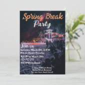 Neon Glow Up: Tropical Vibes Spring Break Party Einladung (Stehend Vorderseite)