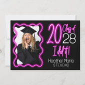 Neon Glow Wavy Border Foto Abschluss Zeremonie Einladung (Vorderseite)