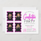 Neon Glow Wavy Border Foto Graduation Party Einladung (Rückseite)
