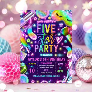 Neon Glow Wellness-Center 5 Sterne Party 5. Geburt Einladung