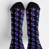 Neon Glow Wolf Kopf auf schwarz Socken (Oben)