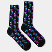Neon Glow Wolf Kopf auf schwarz Socken (Rechts)