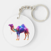 Neon Glowing Camel Art Print - Colorful Fantasy D Schlüsselanhänger (Rückseite)