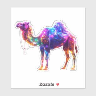 Neon Glows Camel Art Print - Colorful Fantasy D Aufkleber