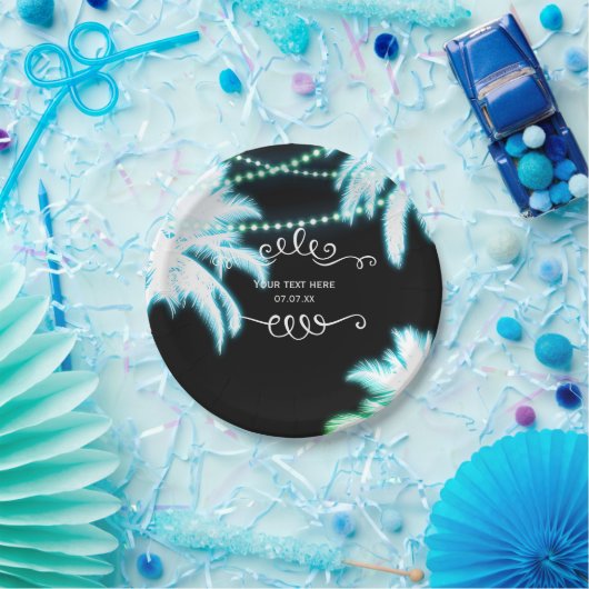 Neon Glows Palm Trees Beach Party Summer Pappteller (Party)