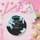 Neon Glows Palm Trees Beach Party Summer Pappteller (Party)