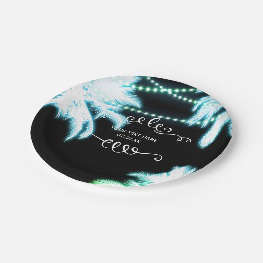 Neon Glows Palm Trees Beach Party Summer Pappteller (Schrägansicht)