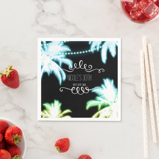 Neon Glows Palm Trees Beach Party Summer Serviette (Beispiel)