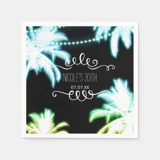 Neon Glows Palm Trees Beach Party Summer Serviette (Vorderseite)