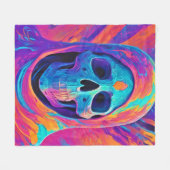 Neon Glows Skull Art Fleecedecke (Vorderseite (Horizontal))