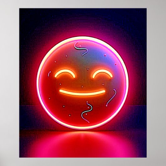 Neon-Glückliches-Gesicht-Kunst Poster (Vorne)