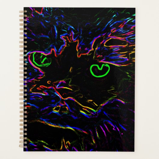 Neon-Glüh-Katze Planer (Vorderseite)