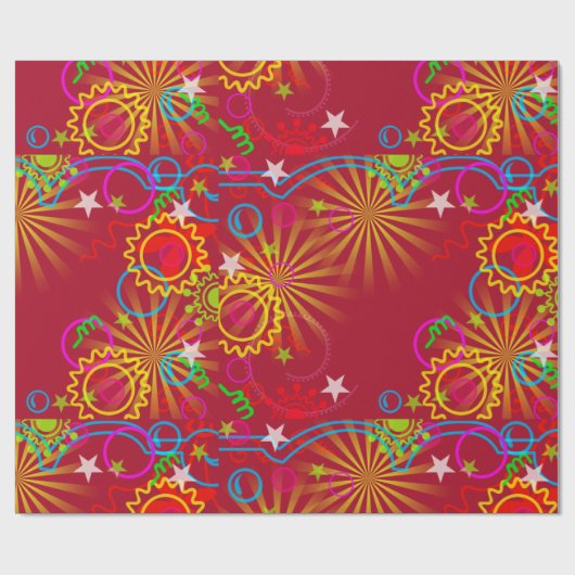 Neon, Glühen im Dunkeln, Sternexplosion, Wirbel, P Geschenkpapier (Flach)