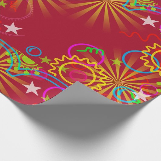 Neon, Glühen im Dunkeln, Sternexplosion, Wirbel, P Geschenkpapier (Ecke)