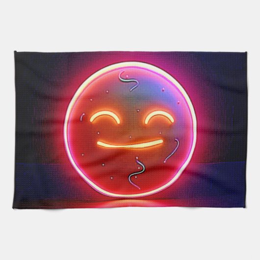 Neon-Glühende Fröhliche Gesichtskunst Geschirrtuch (Horizontal)