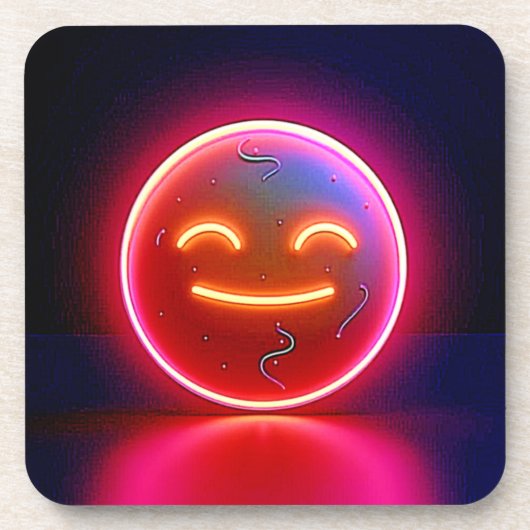 Neon-Glühende Fröhliche Gesichtskunst Getränkeuntersetzer (Vorderseite)