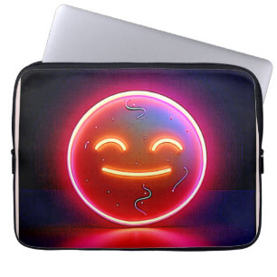 Neon-Glühende Fröhliche Gesichtskunst Laptopschutzhülle