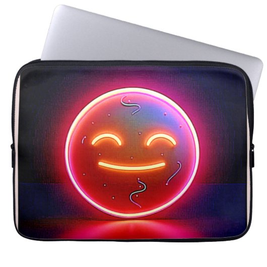 Neon-Glühende Fröhliche Gesichtskunst Laptopschutzhülle (Vorderseite)