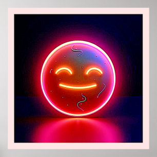 Neon-Glühende Fröhliche Gesichtskunst Poster