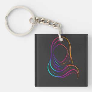 Neon-Glühende Hijab-Silhouette Minimalistische Kun Schlüsselanhänger