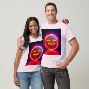 Neon-Glühendes Glückliches Gesicht Kunst T-Shirt