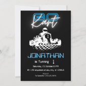 Neon Go-Kart Birthday Einladung (Vorderseite)