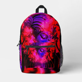 Neon Goddess in Enchanted Forest Bedruckter Rucksack