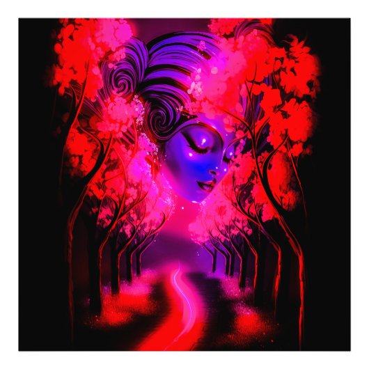 Neon Goddess in Enchanted Forest Fotodruck (Vorne)