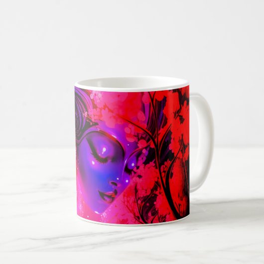 Neon Goddess in Enchanted Forest Kaffeetasse (VorderseiteRechts)