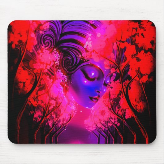 Neon Goddess in Enchanted Forest Mousepad (Vorne)