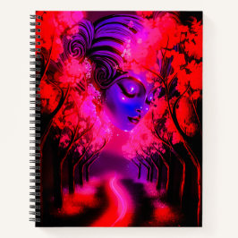 Neon Goddess in Enchanted Forest Notizblock
