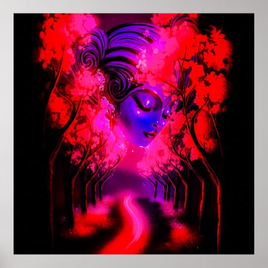 Neon Goddess in Enchanted Forest Poster (Vorne)