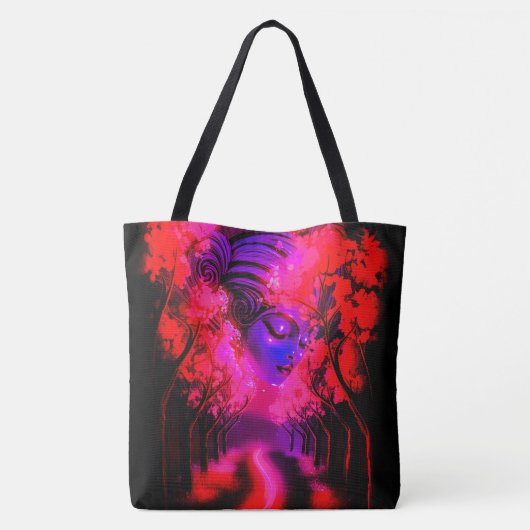 Neon Goddess in Enchanted Forest Tasche (Rückseite)
