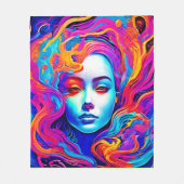 Neon Goddess mit blühendem kosmischem Haar Fleecedecke (Vorderseite)